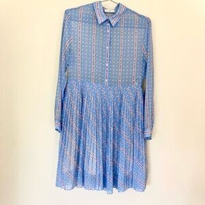 Sandro Paris, size M, blue dress with “keep on dancing” stripes, airy, light.